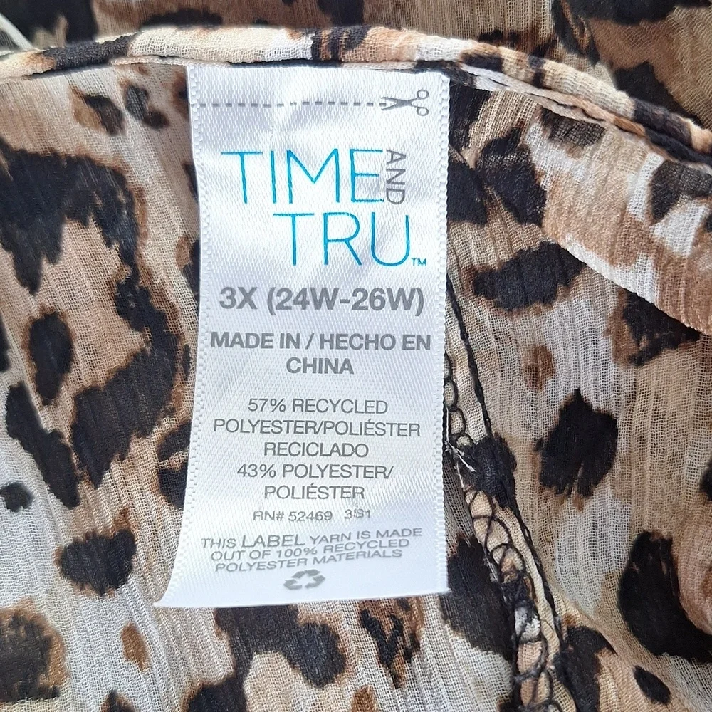 Time and Tru Leopard Print Semi Sheer Swim Coverup
